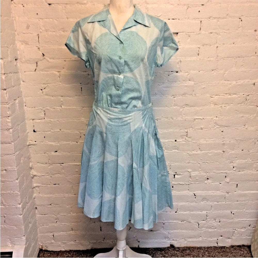 Marimekko cotton skirt and top set blue floral size 42 Mika Piirainen